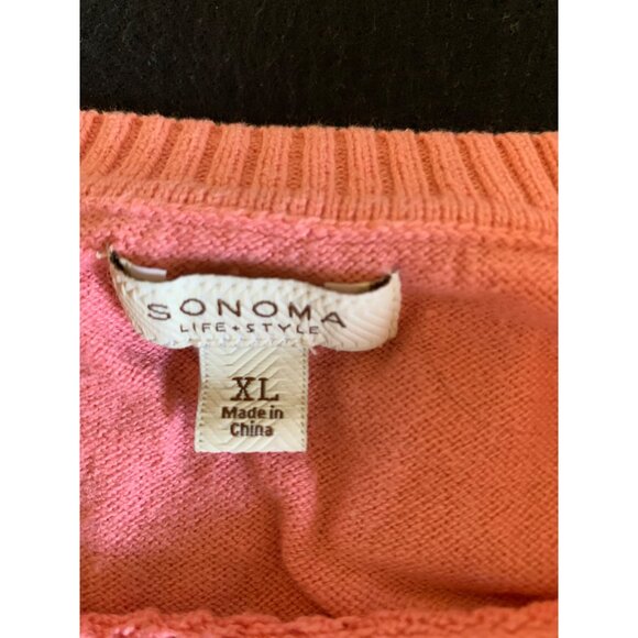 Sonoma Pink Textured Sweater Size XLarge Cotton/Polyester Womens Long Sleeve Kni - Picture 3 of 9